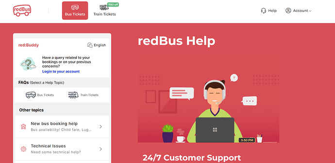 Register your booking complaints with redBus support