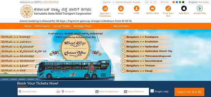 Filing bus complaints of Karnataka Roadways (KSRTC)