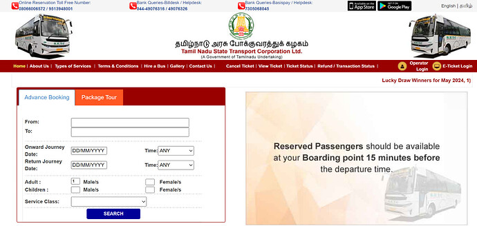 Tamil Nadu roadways customer support