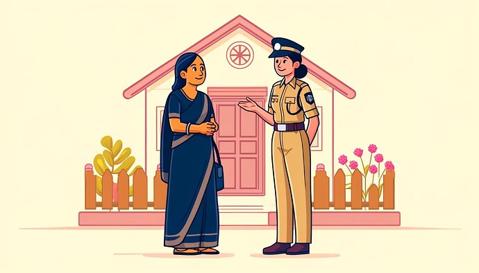 An Indian lady talking to woman police officer