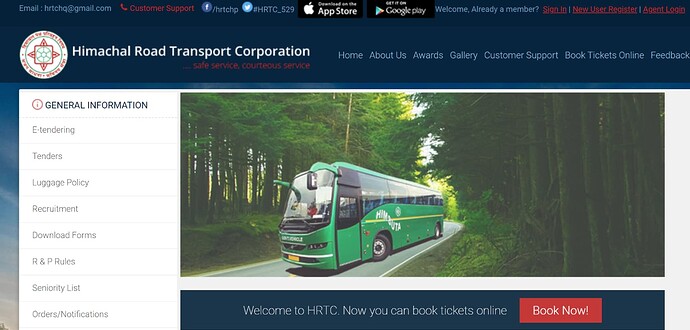 HRTC Customer Support for bus services in Himachal Pradesh