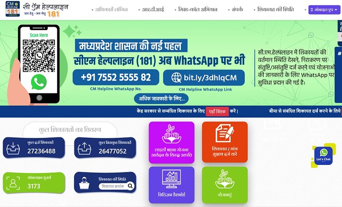 Register your public grievance to MP government through MP CM Helpline