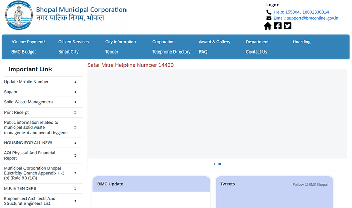 Register your civic complaints to Bhopal Nagar Palika Nigam