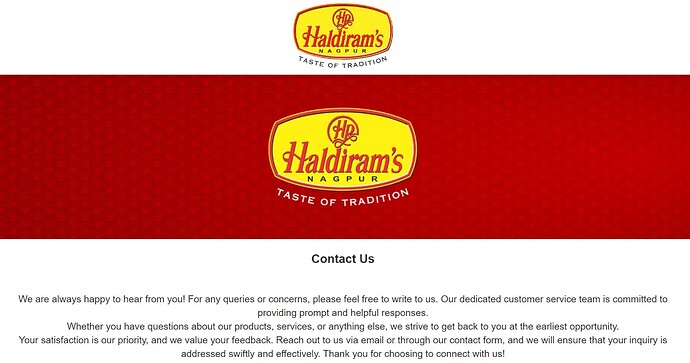 Haldiram’s Customer Support