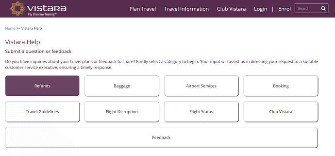 Vistara Airlines Customer Support